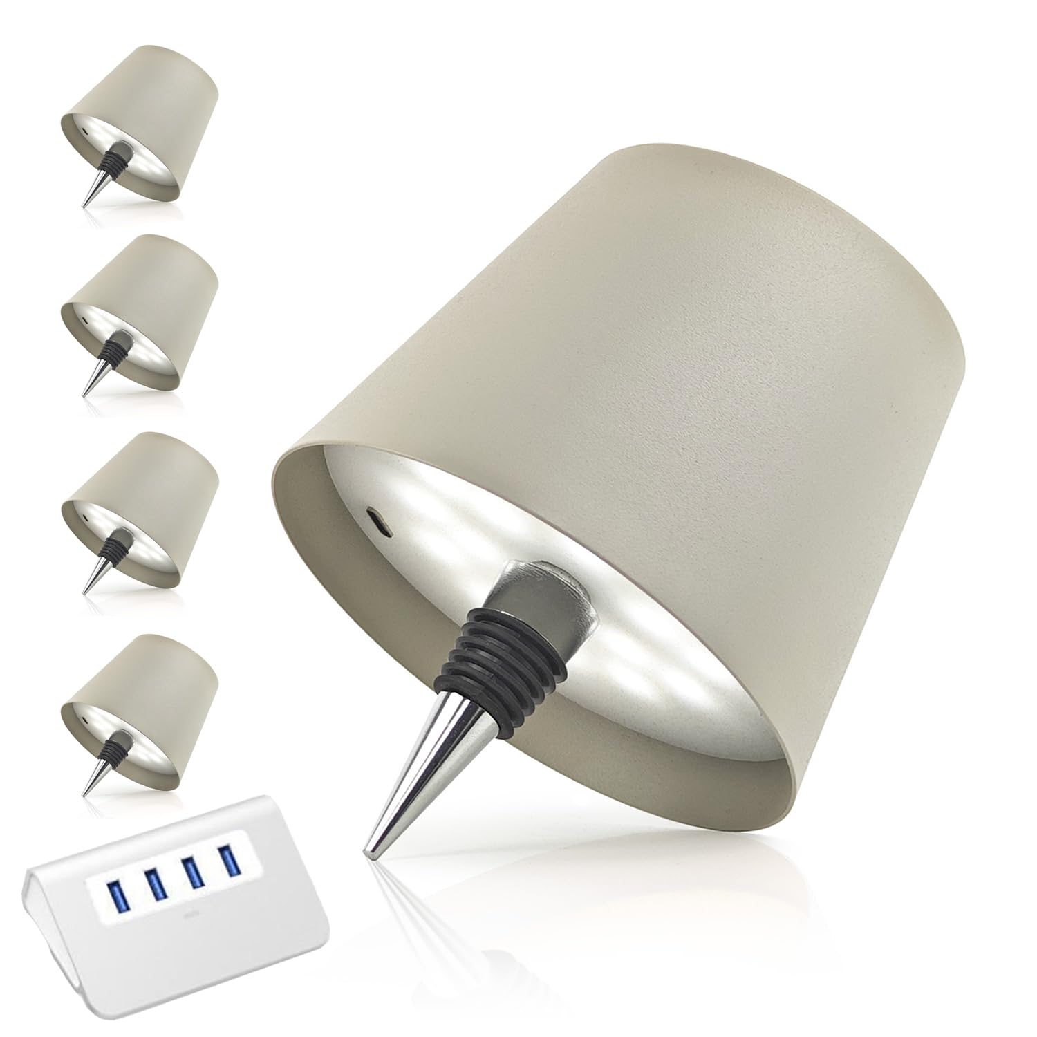 MU LIN Wiederaufladbare Flaschenlampe, kabellose Tischlampe, Touch-Steuerung, 3 Farbtemperaturmodi, dimmbar, für Wohnzimmer, Restaurant