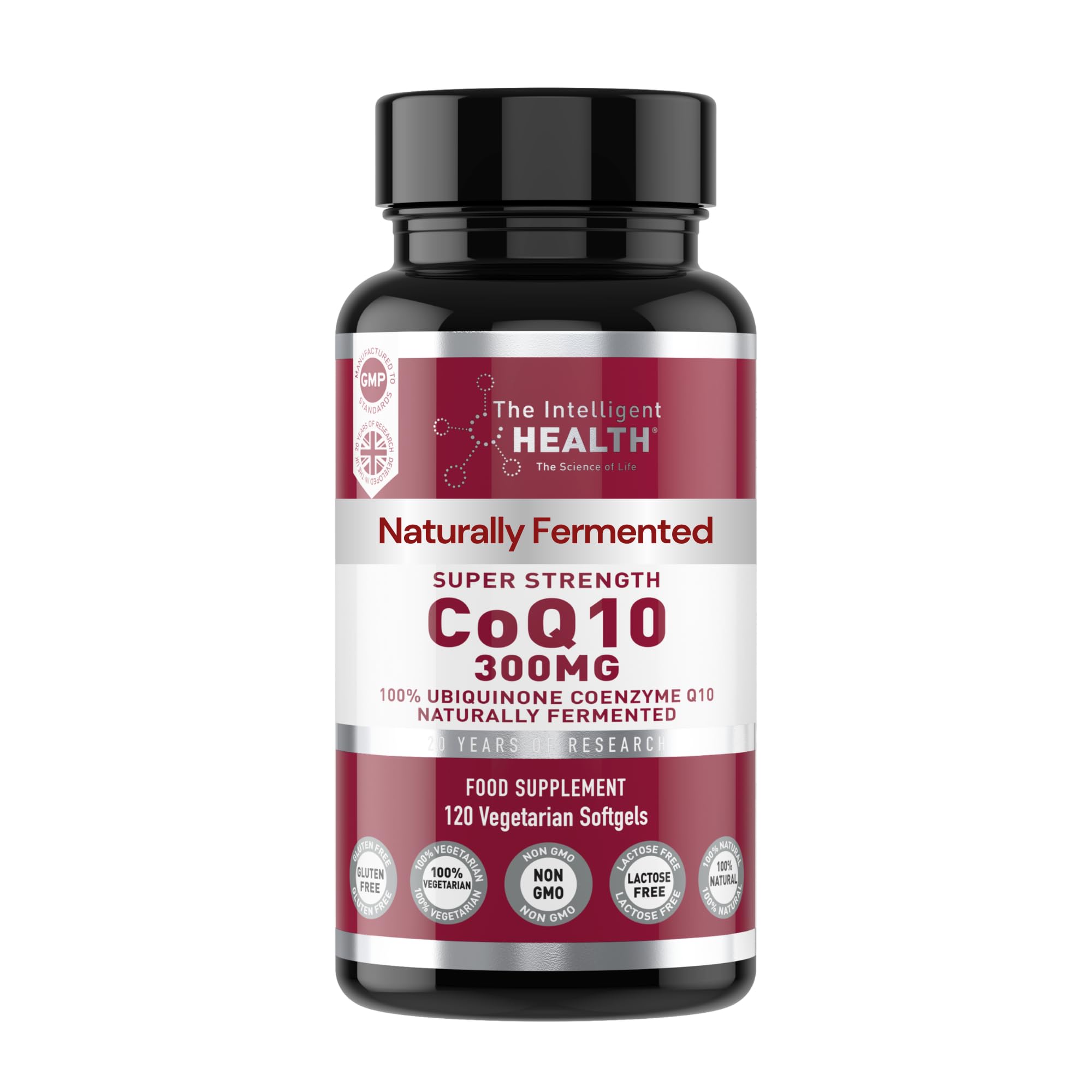 CoQ10 Supplement, Fermented Coenzyme Q10 Ubiquinone for Women & Men, Easy to Swallow 300mg 120 Vegetarian Softgels, 4 Months Supply