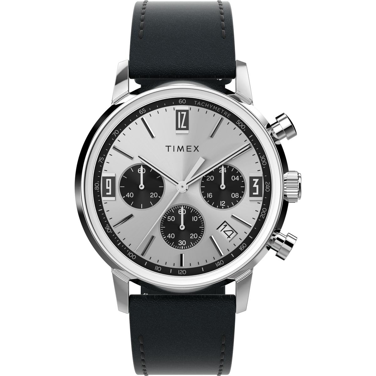 Marlin Analog Watch for Man with Silver Round Dial & Black Leather Strap Band Water Resistant Men's Wrist Watches - TW2W10300UJ-image-27