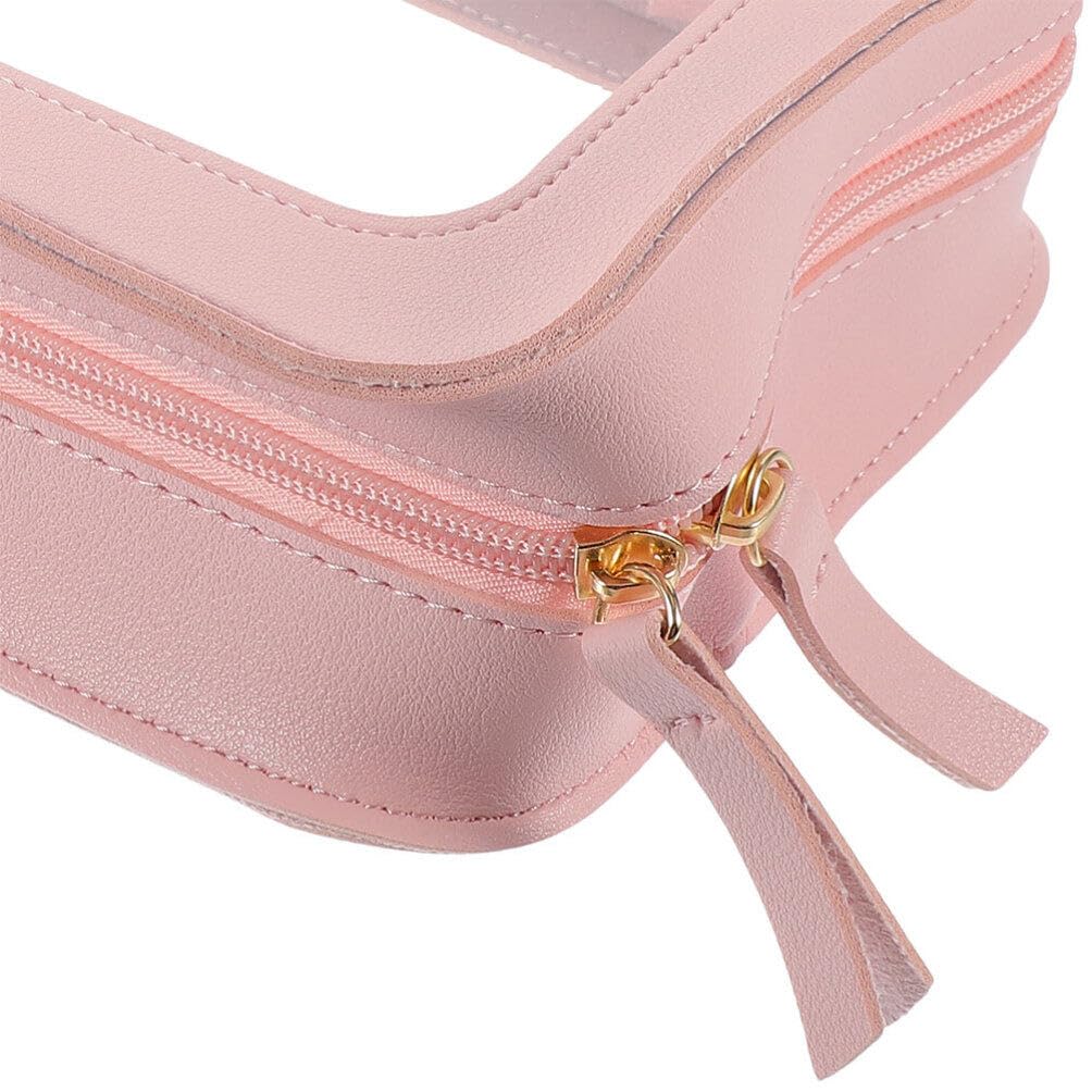 Transparente Reisekosmetiktasche aus PVC, Rosa, 2 Stück