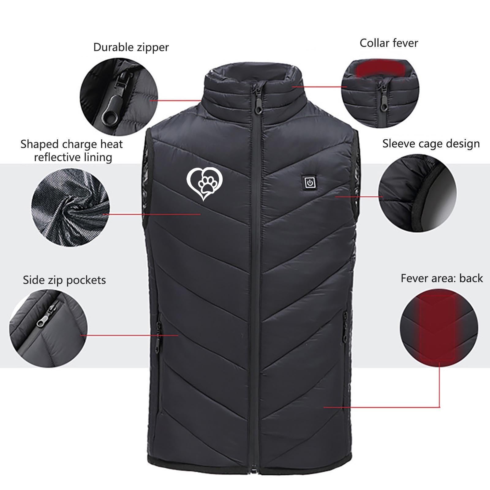 Gilet Chauffant Enfant Veste Chauffante Sans Manche électrique USB Enfants Garçons Filles avec 3 Zones de Chauffage et Température Sur 2 Niveaux pour Camping Coupe-Vent Imperméable Ski