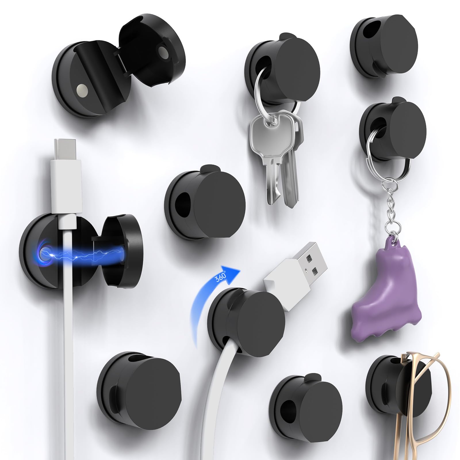 Sinoacc Clips Pour Câble 10 Pièces 360 ° Gestionnaire De Câbles