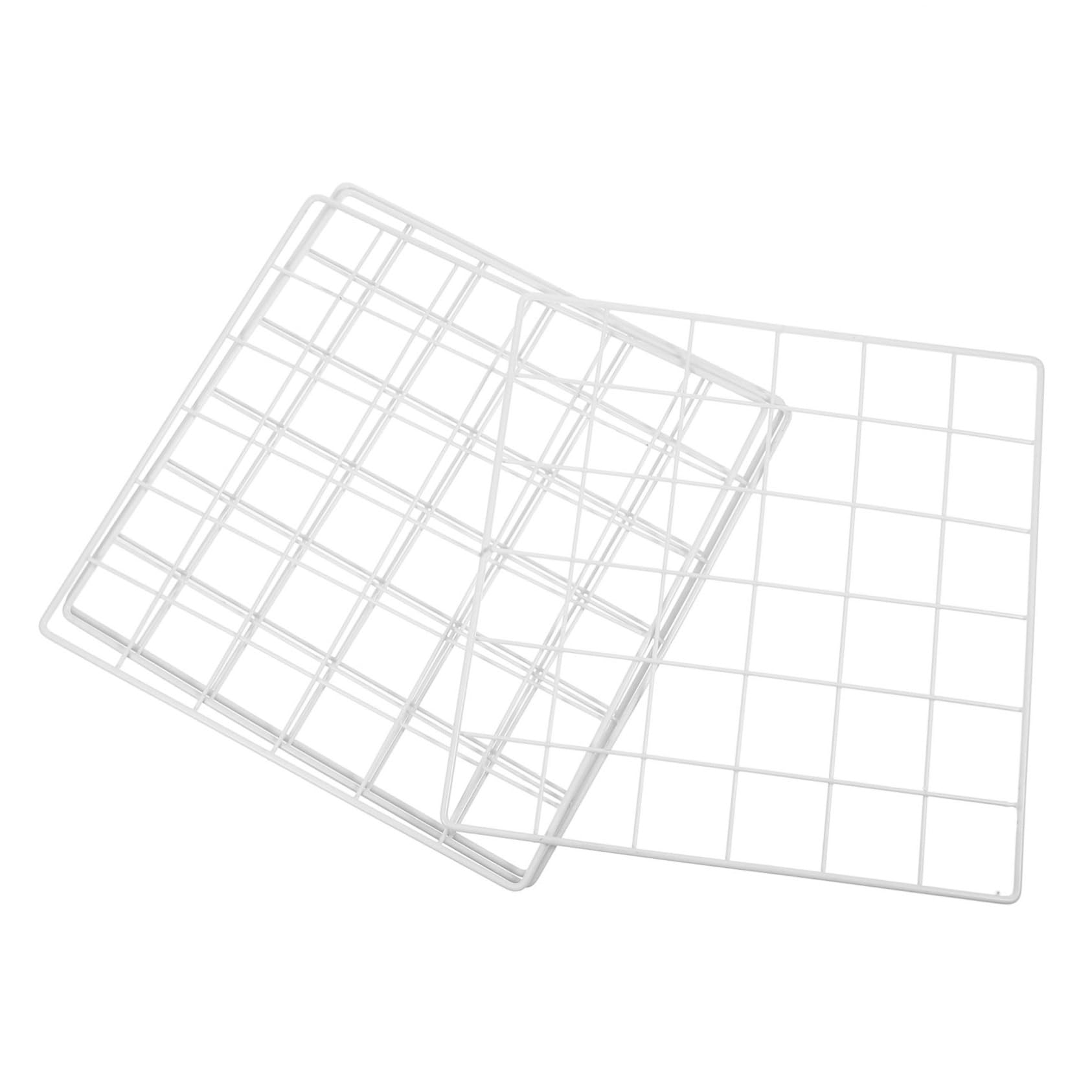 OUNONA Stylish 4-piece Grid Wall Panels Metal Jewelry Organizer Wall Hook Space-efficient Display Rack for Home Decor