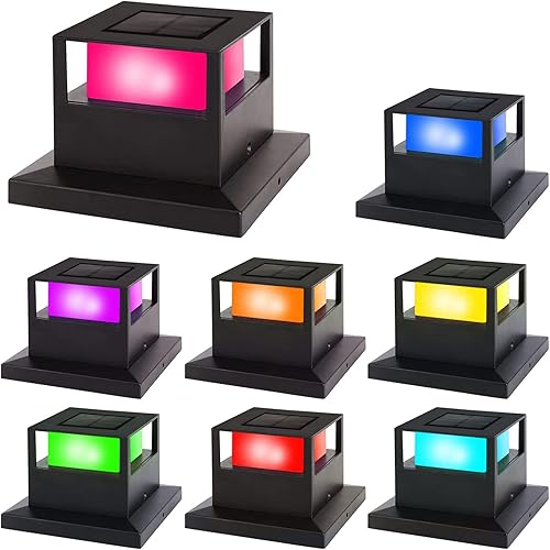 Viewsun Paquete de 8 luces solares para poste de entrada, luces LED SMD de alto brillo, para exteriores que cambian de color, para terraza, patio, disponible en Yaxa Peru