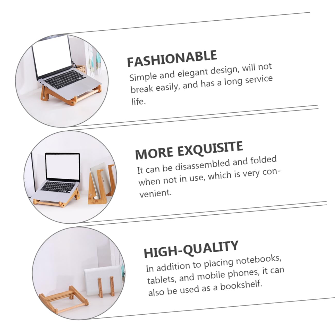 SHINEOFI Supporto per Laptop Stand Multifunzionale in Legno Regolabile Pieghevole Porta Computer Portatile Elegante in Phyllostachys Pubescens per Tablet, per Scaffali