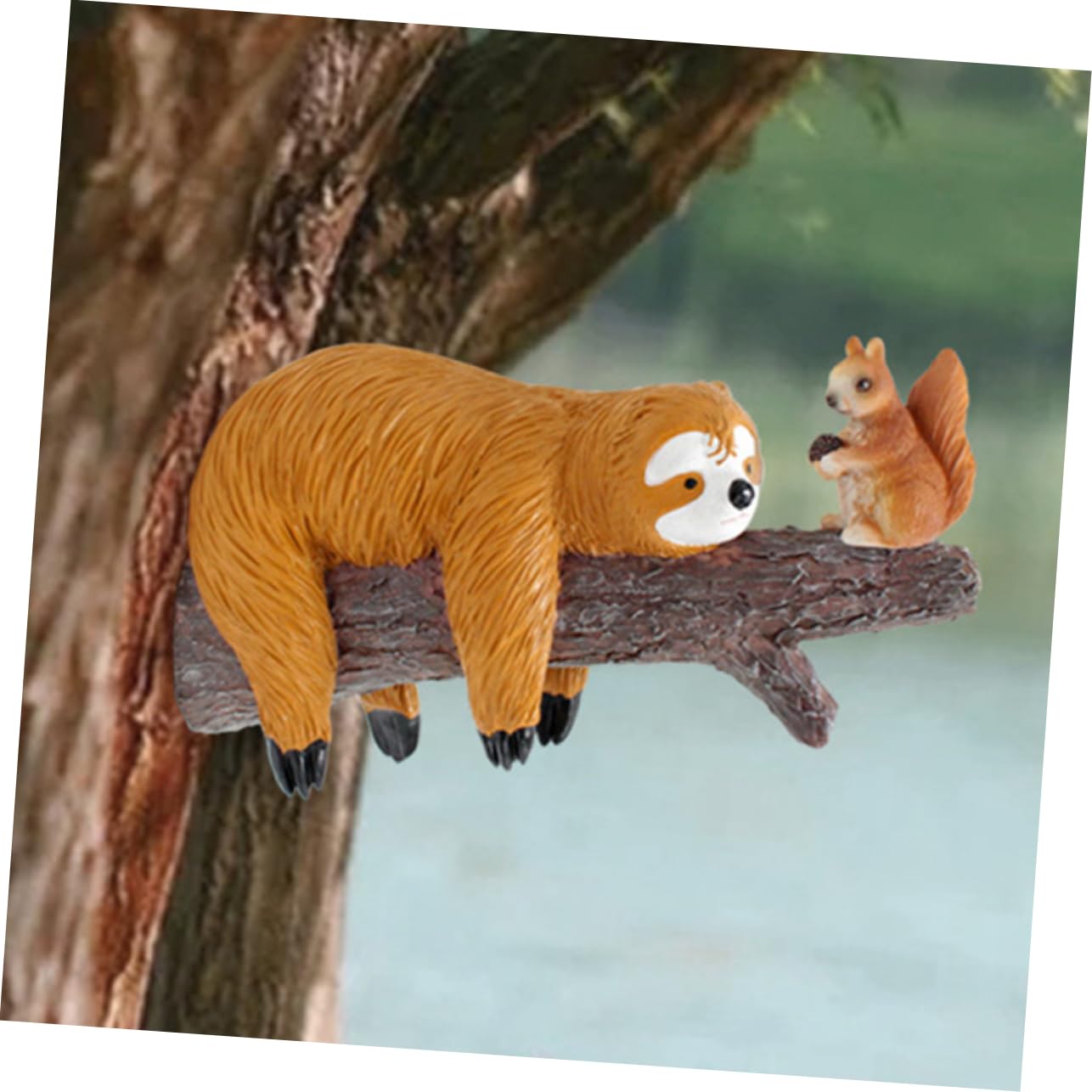 Resin Dekofigur Charmante Faultier Und Eichhörnchen-gartenstatue Kunstvolle Außendekoration Für Lebendige Garten Und Innenhofgestaltungen Für Gartenliebhaber Und