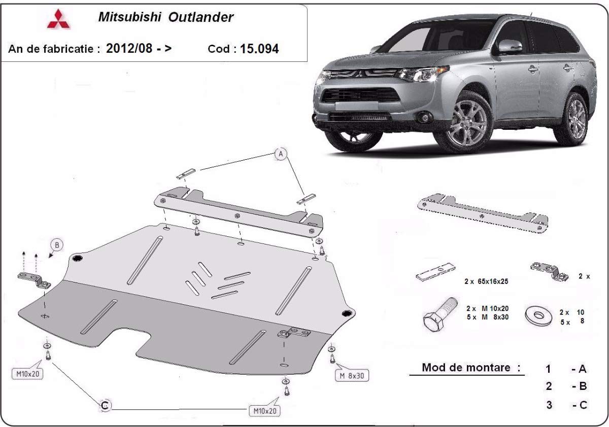 Protección de motor metálica compatible con Mitsubishi Outlander