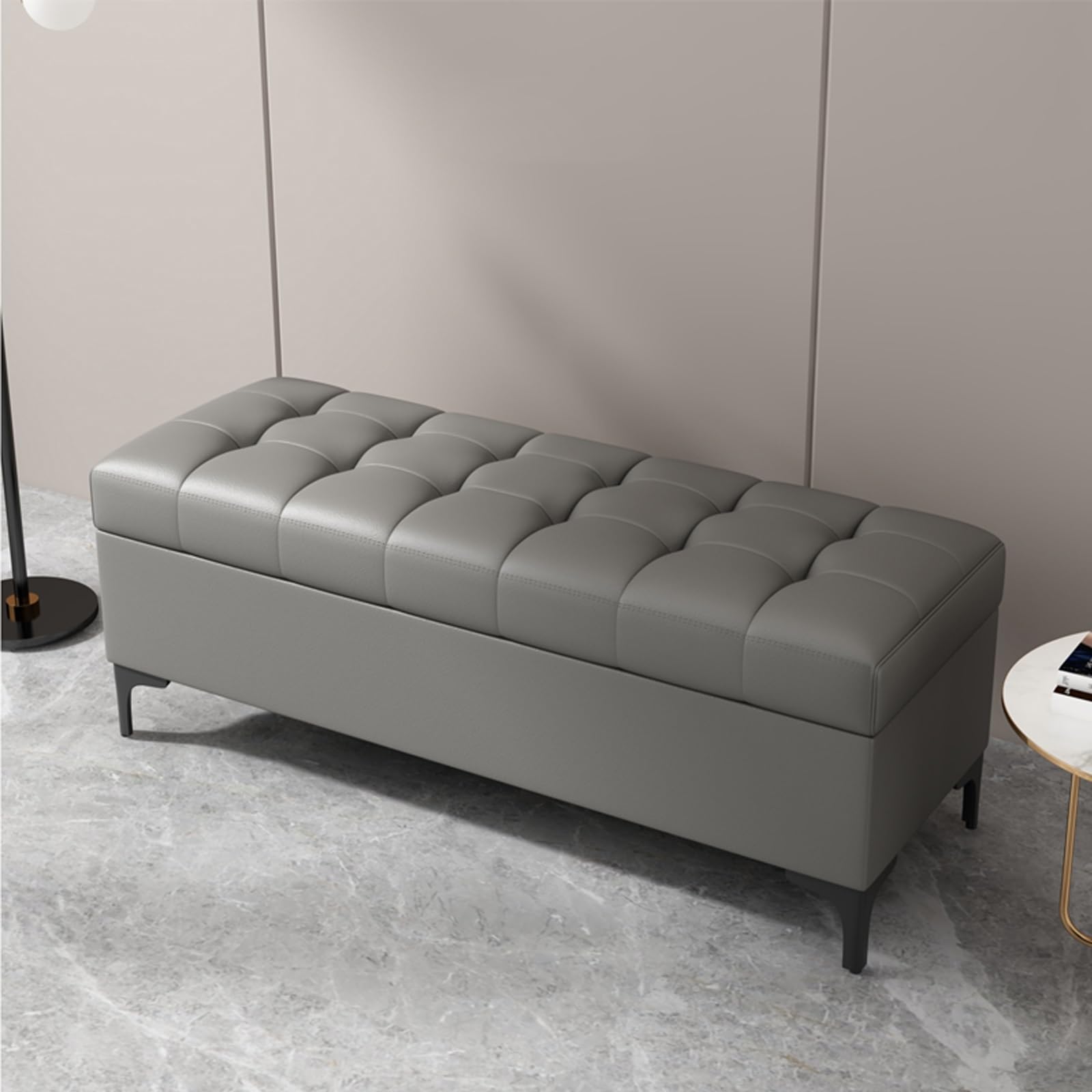 GHFXSCV Versatile Storage Pouf - Rectangular Bench for Bedroom & Living Room, Ideal Footrest & Shoe nizer, Stylish End of Bed Furniture, Space-Saving Solution