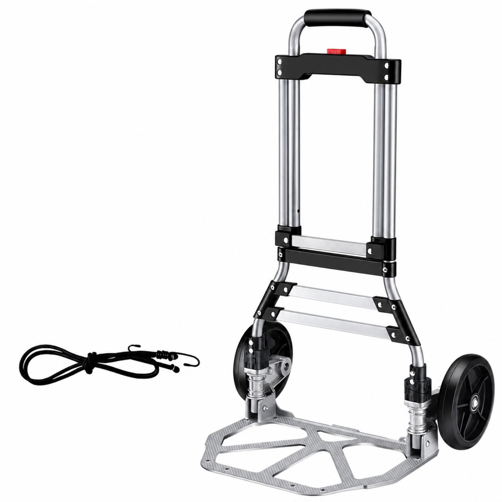 Carrello Pieghevole in Alluminio a Doppia Ruota Portatile Carrello Pieghevole Stabile per Traslochi