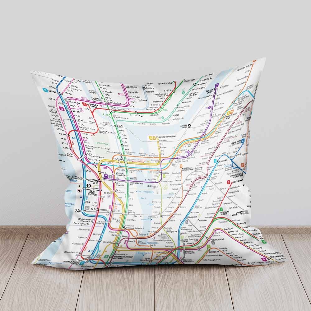 Amazon.co.jp: Beabes クッションカバー ニューヨーク地下鉄地図