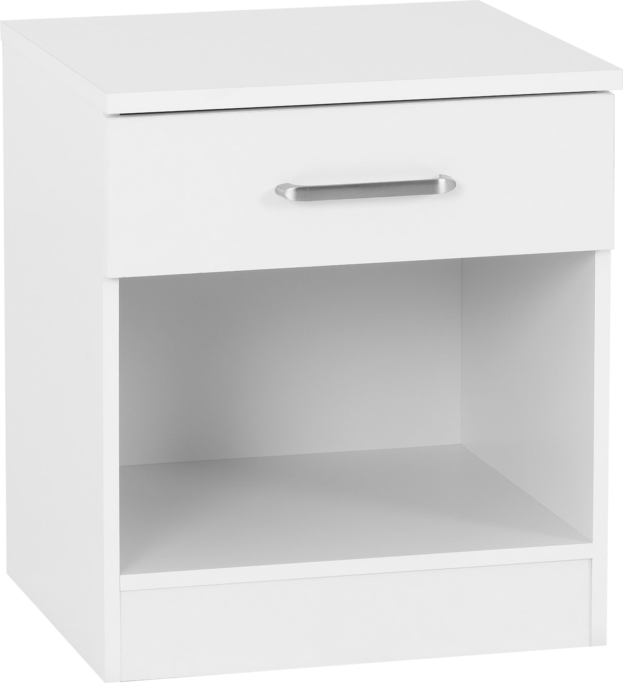 Dakota 1 Drawer Bedside Chest White Modern Storage Shelf Freestanding Bedroom