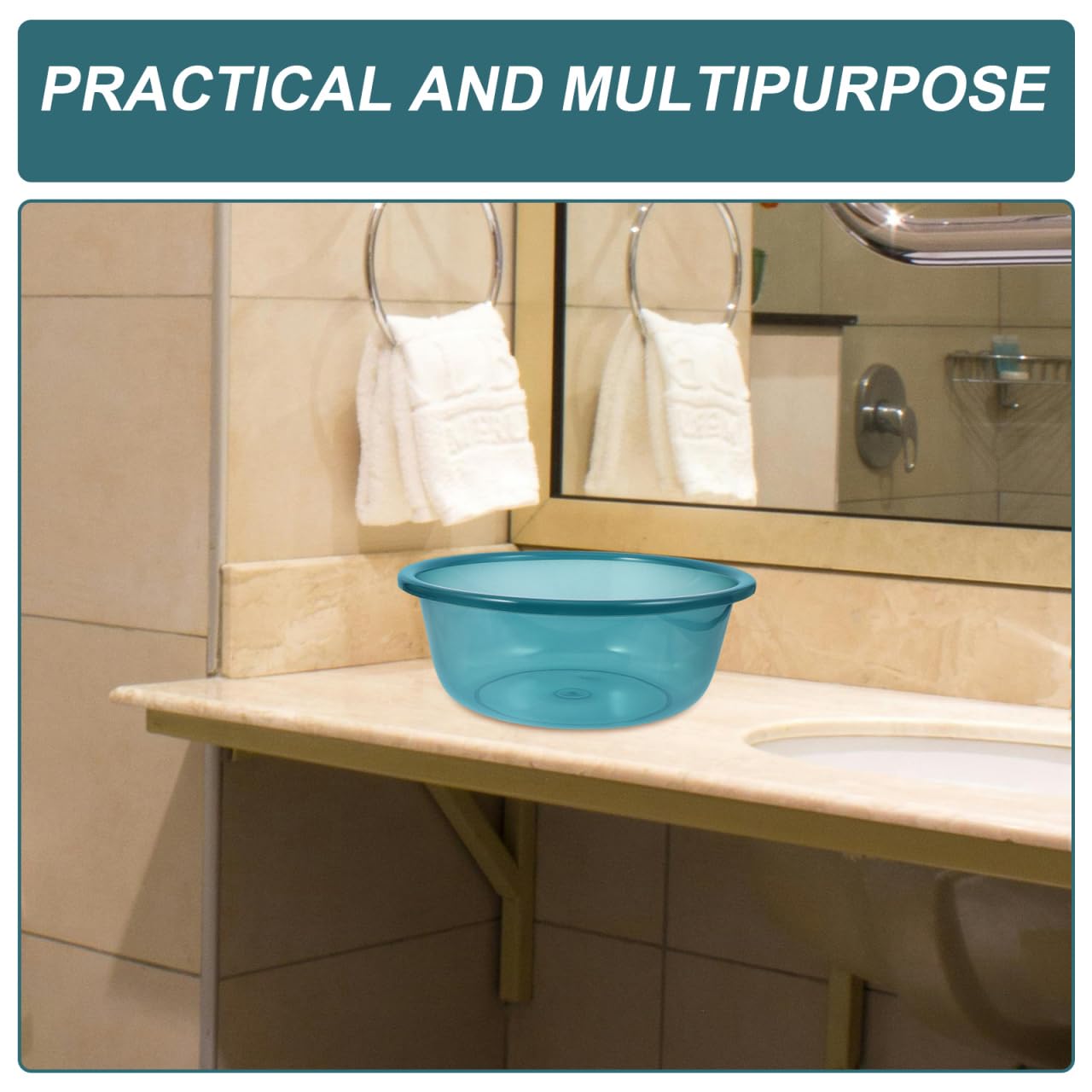 Generic Thickened Plastic Wash Basin 10.24X7.87X3.94 Inch Large Capacity Multi-Use Basin for Kitchen Washing Clothes Foot Bath and Face Cleansing - Image 3