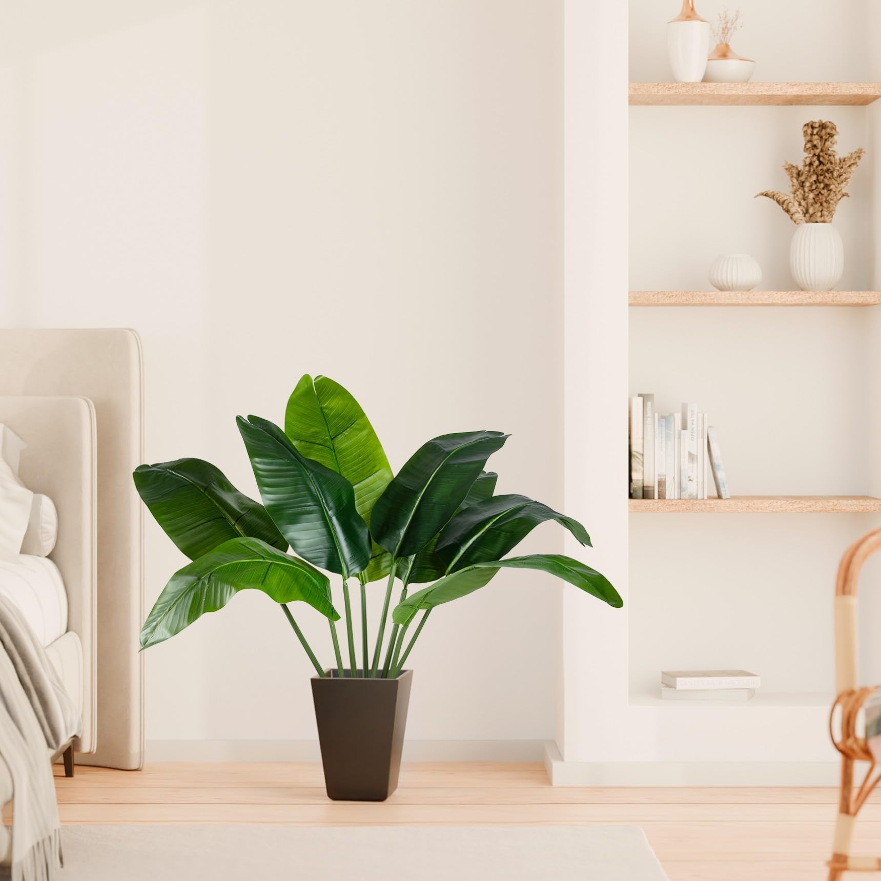 PASCH® 2 x sztuczna roślina bananowa, duża (90 cm) – trwała i wierna naturze | sztuczne rośliny duże | sztuczne rośliny | palma | sztuczne drzewo zapewnia naturalną atmosferę
