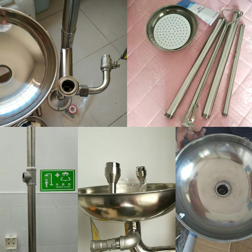 Estación lavaojos con Interruptor de Pedal, Estaciones de Ducha lavaojos de Emergencia, solución de Acero Inoxidable SS304, Ducha Facial