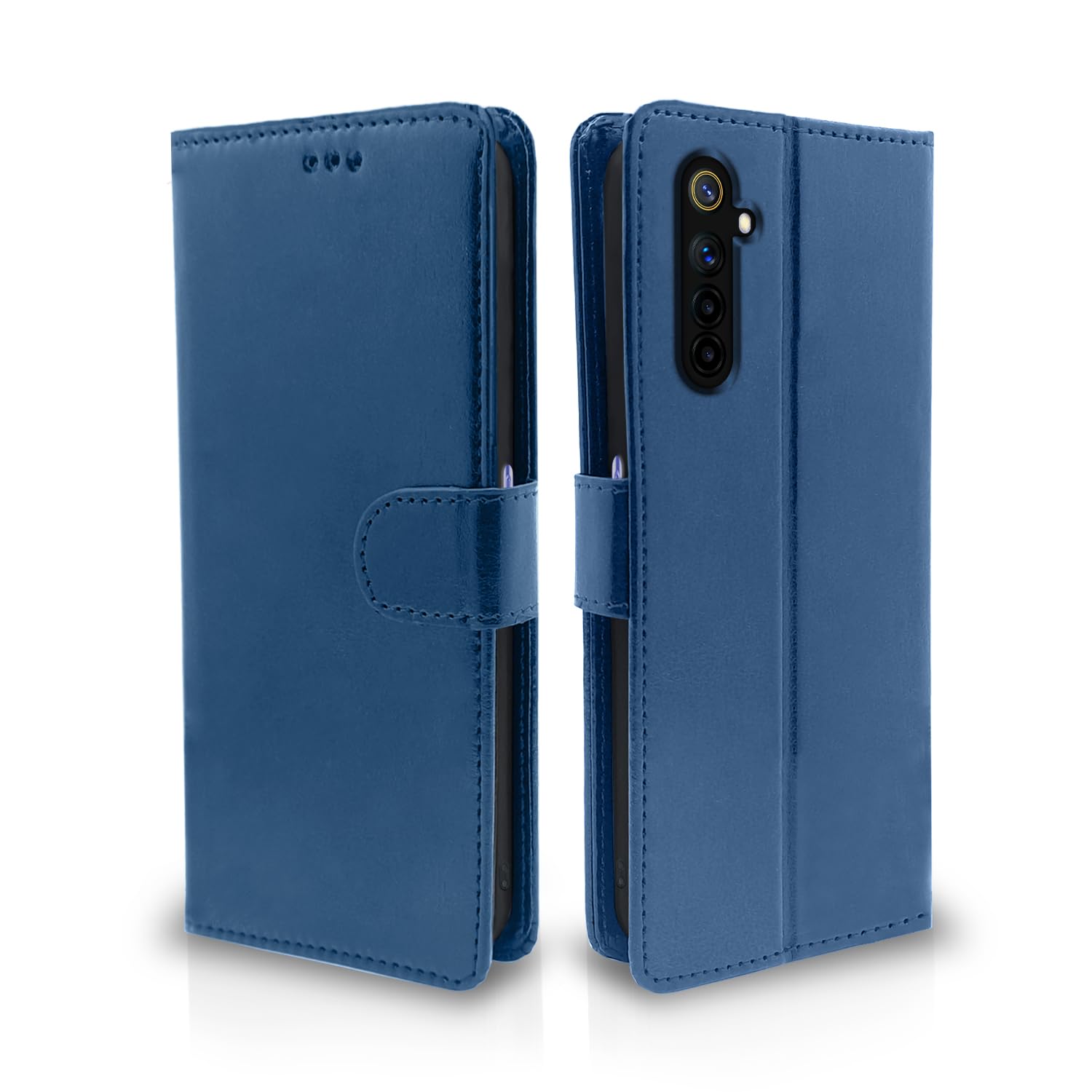 Pikkme Realme 6 Flip Case Leather Finish | Inside TPU with Card Pockets | Wallet Stand and Shock Proof | Magnetic Closing | Complete Protection Flip Cover for Realme 6 (Blue) (B08637582G) Amazon Price History, Amazon Price Tracker