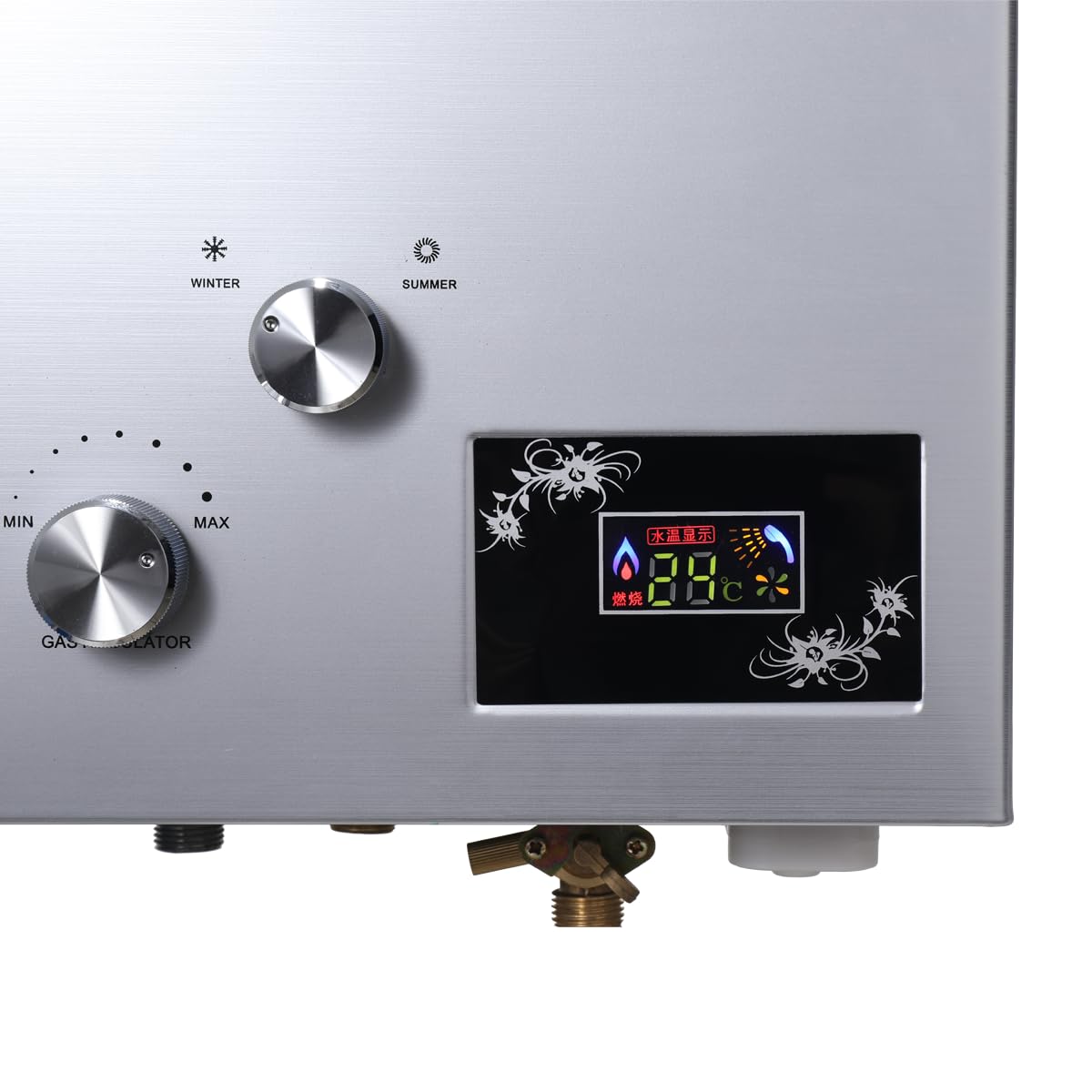 40KW 20L Tragbare Gasdurchlauferhitzer Propangas Campingdusche für Außenbereich Warmwasserboiler, Silber