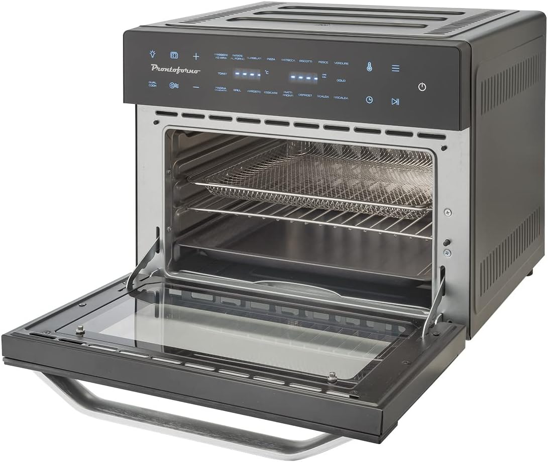 bimar B301 Forno Digitale 30 litri Prontoforno Elettronico funzione Friggitrice ad aria, pareti interne Inox, schermo touch screen, Cottura bassa temperatura, 18 Programmi preimpostati Potenza 1800 W