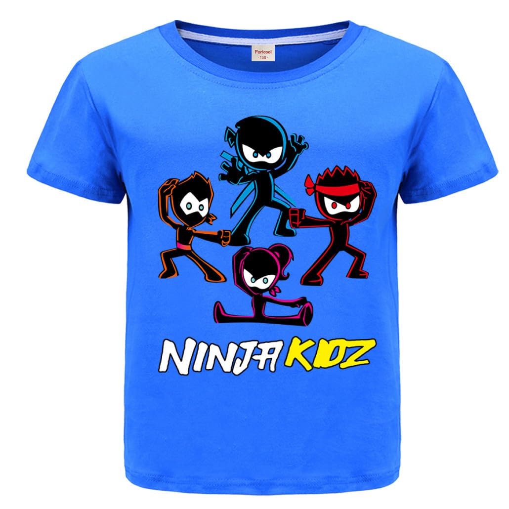 Ninja Prints Kids T-Shirts Casual Summer Sport Tops 100% Cotton Tee