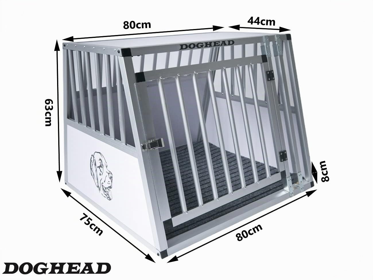 Doghead Boîte de transport pour chien en aluminium - 80 x 75 x 63 cm - Confort - Boîte de transport pour chien