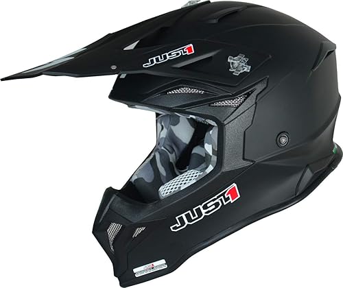 JUST1 J39 Reactor - Casco externo de resina termoplástica MX Off-Road para motocross (negro plano, mediano)