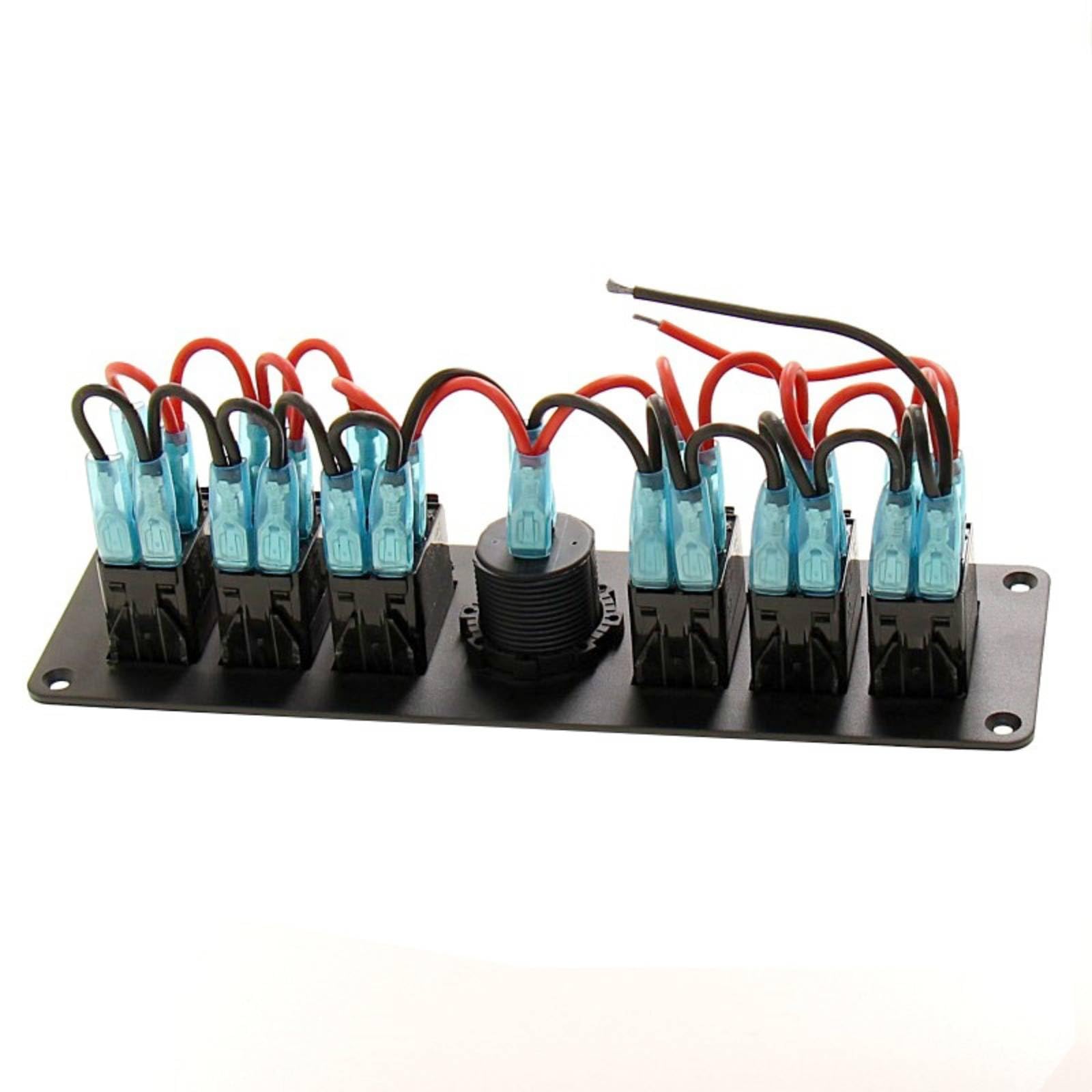 Pannello Interruttori Pannello Comandi Comandi Pannello a Bilanciere con Volmetro Centrale 12-24V Sei Leve Etichettate Cablaggio Ordinato