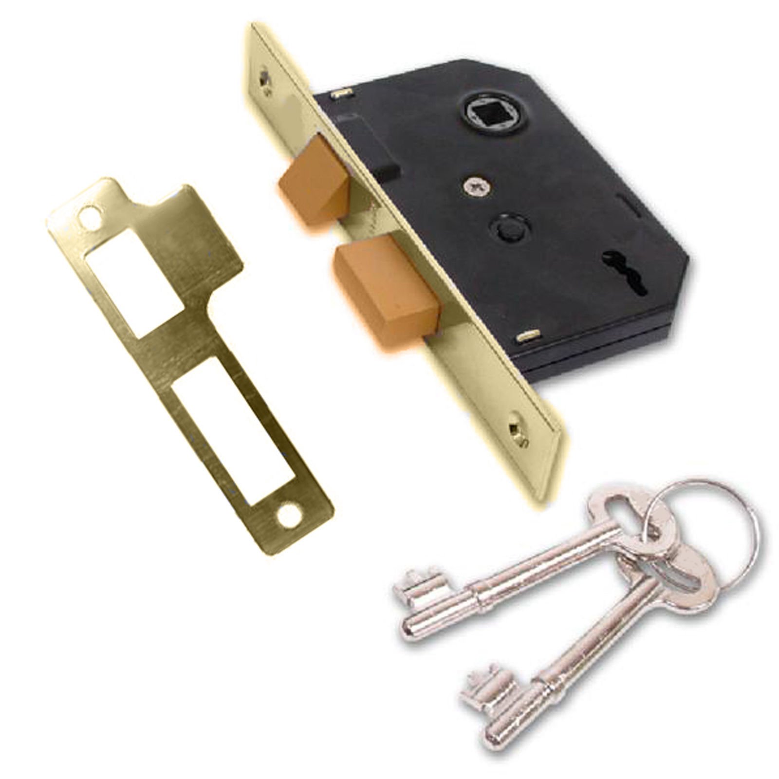 Brass 2/12" 2.5" 64mm Yale Type 2 Lever MORTICE SASH Lock/Door Lock - 2 Keys and Screws Included