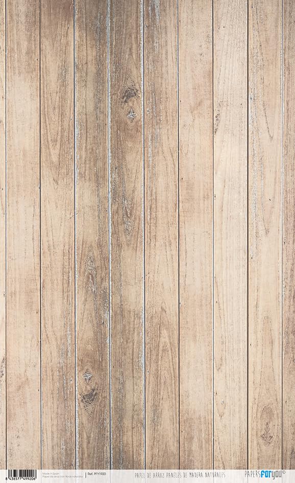Papers For You Papel de Arroz 54x33 cm 25-30 gr. (Paneles De Madera Naturales)