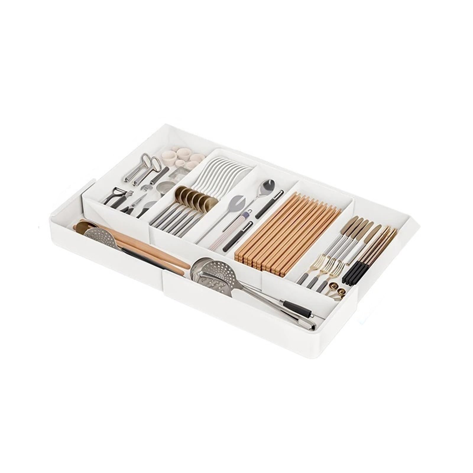 WDSBZNB Cutlery Tray Kitchen Drawer Retractable Storage Box 1pc Large-capacity Partitioning Tray Home Tableware Knife Spoon Organizing(Scalable-B)