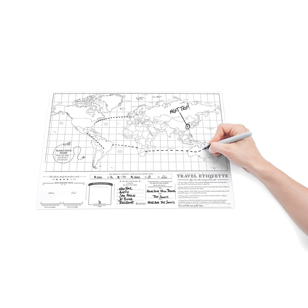 Mapa Scratch Map Travel Map – spersonalizowany plakat podróżny w formacie światowym z mapami, wyprodukowany w Wielkiej Brytanii