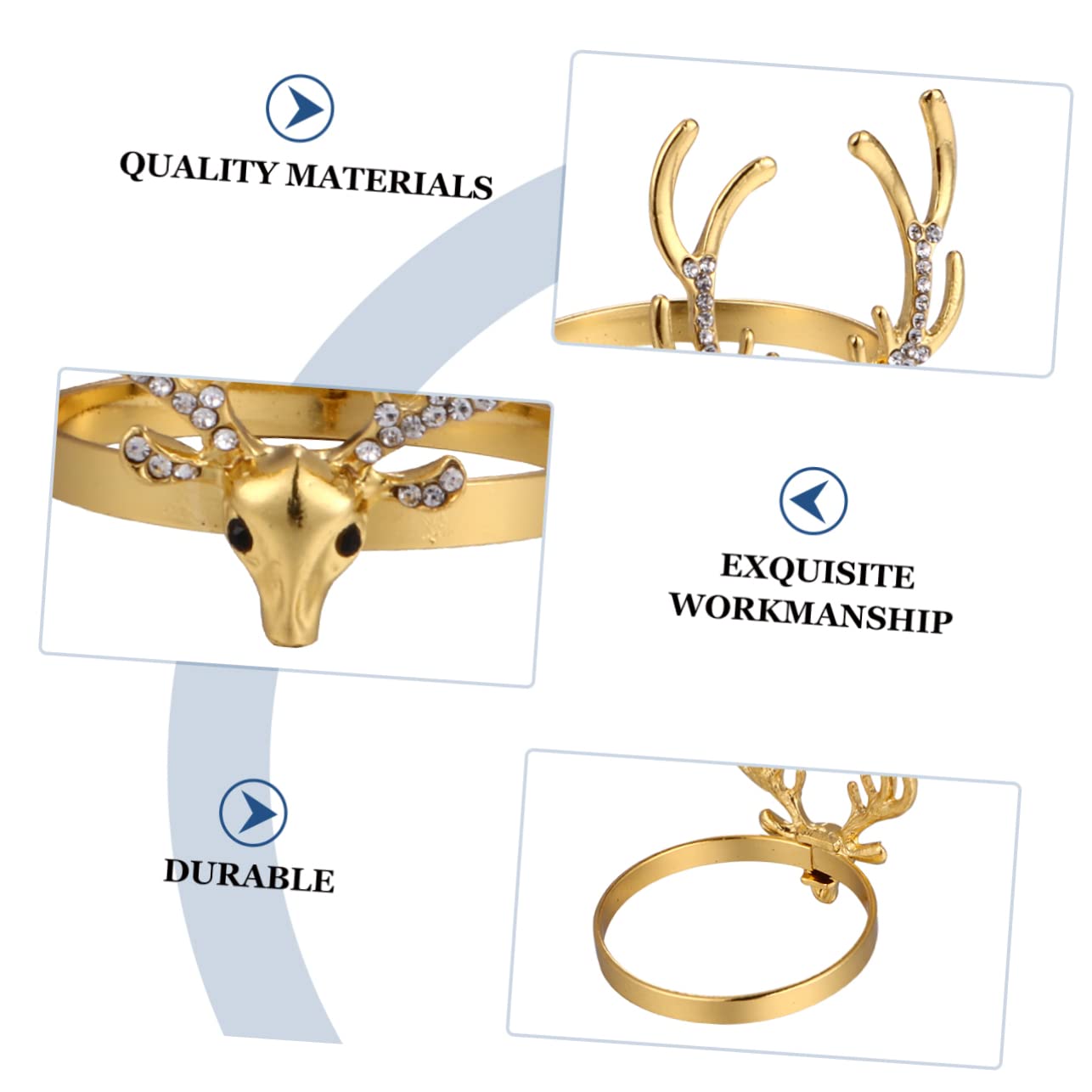Ciieeo 18stücke Goldene Weihnachtsrentiere Serviettenringe Stilvolle Dekoration Für Festliche Dinnerpartys Tischaccessoires Für Weihnachten Und Feiertage