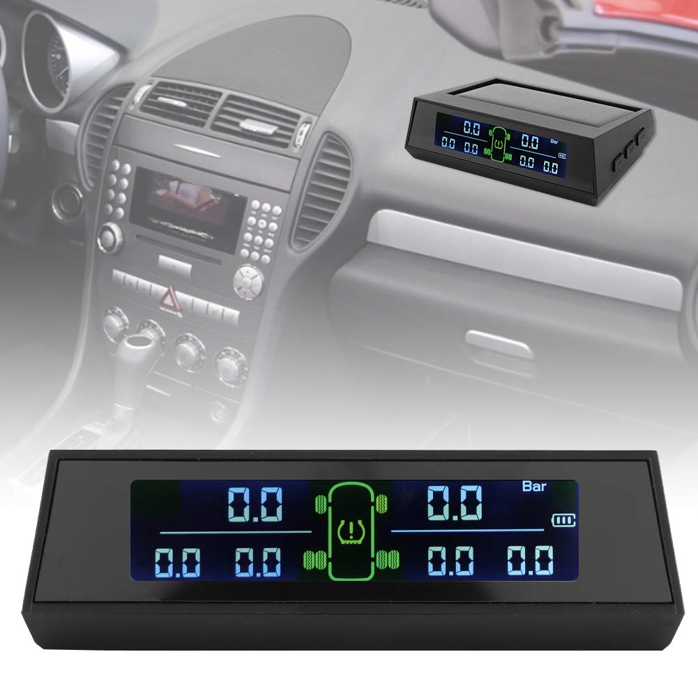 Aukson Sistemi di monitoraggio della Pressione dei Pneumatici Rilevatore TPMS di Carica Solare con sensore Esterno LCD 6 per