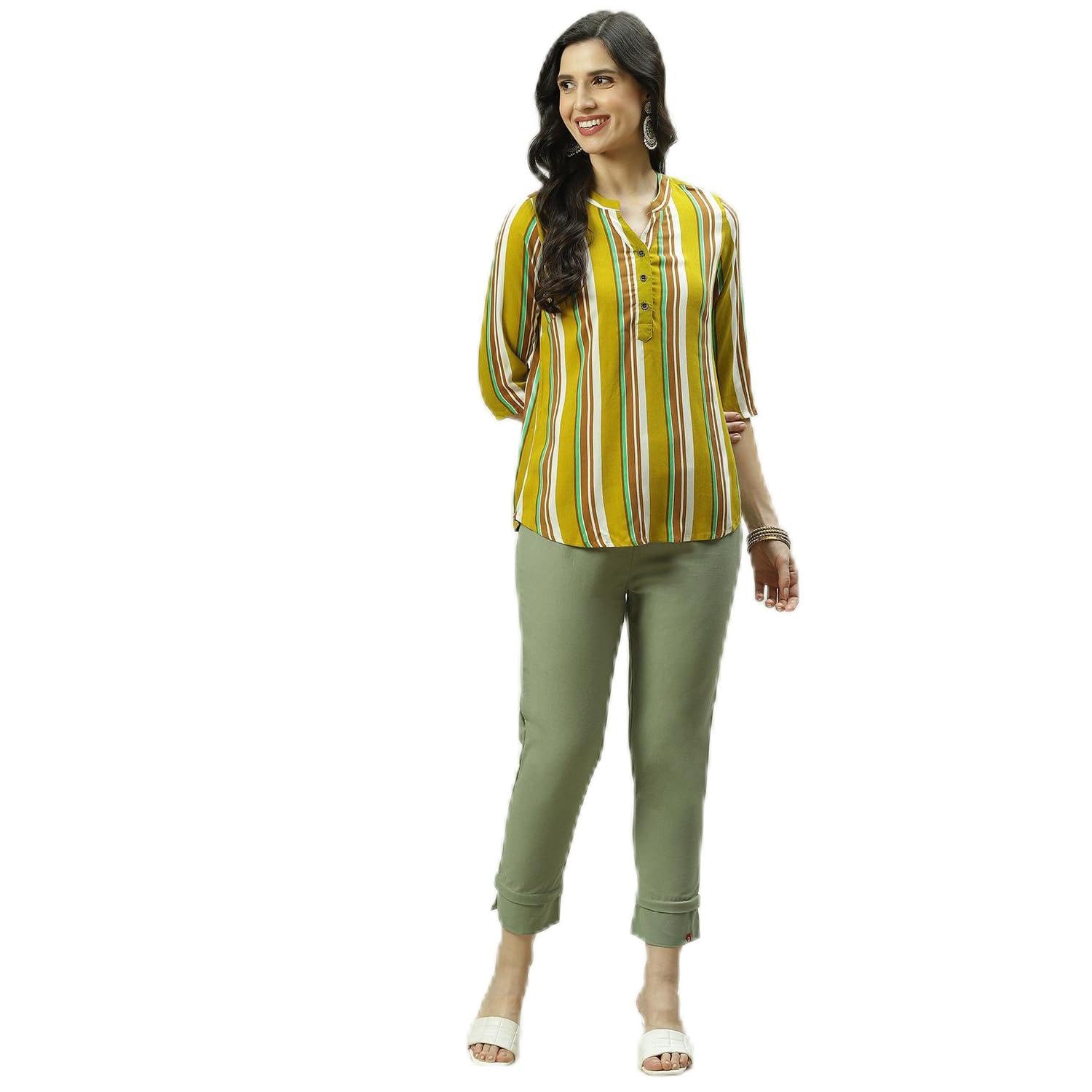 BIBAWomen Mid Rise Port Cotton Blend Narrow Pants