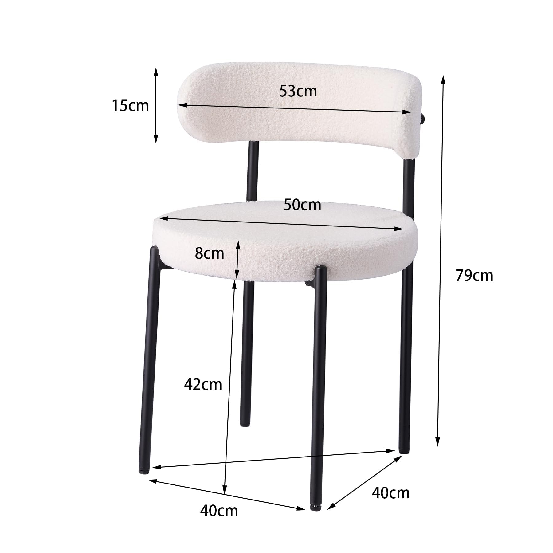 GrandCA HOME Juego de 4 Sillas de Comedor, Tapizadas en Terciopelo, Ideales para Salas de Estar, Comedores y Dormitorios, Blanco