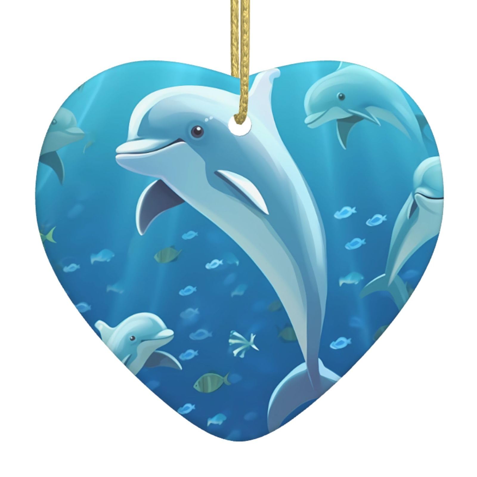 Fodpand Women's White Dolphin Christmas Ornaments 2025, Gift Exchange For Men, Collectible Ceramic Ornament Heart Hanging Ornaments For Christmas Tree Decoration