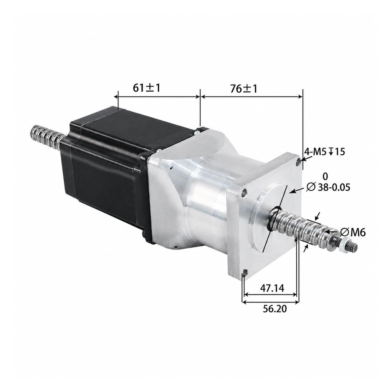 Husillo de Bolas, Motor Paso A De Tornillo Bola 57HAB76-1205-300MM NEMA23 para Máquina CNC