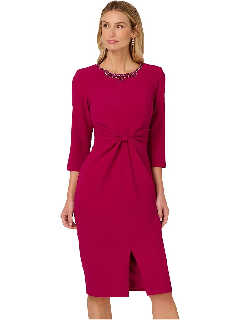 Burgundy Adrianna Papell Beaded Midi Dress