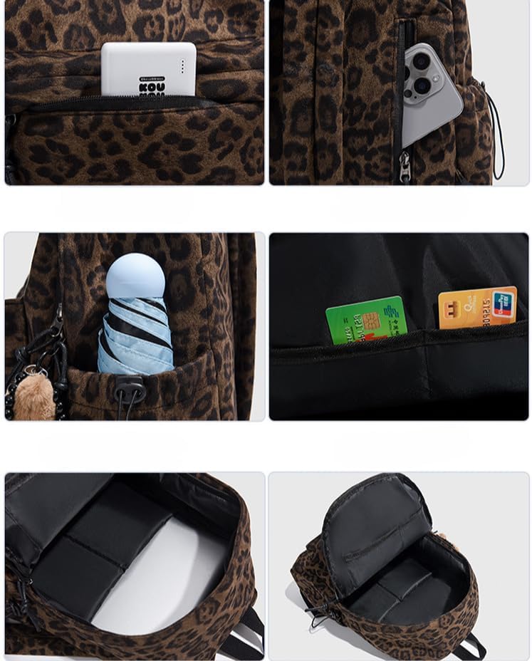Miniatura 5 de Mochila de guepardo de moda, bolso de hombro con diseño de moda y2k, bolso de coqueta con estampado de leopardo, para mujeres y hombres, Marrón,