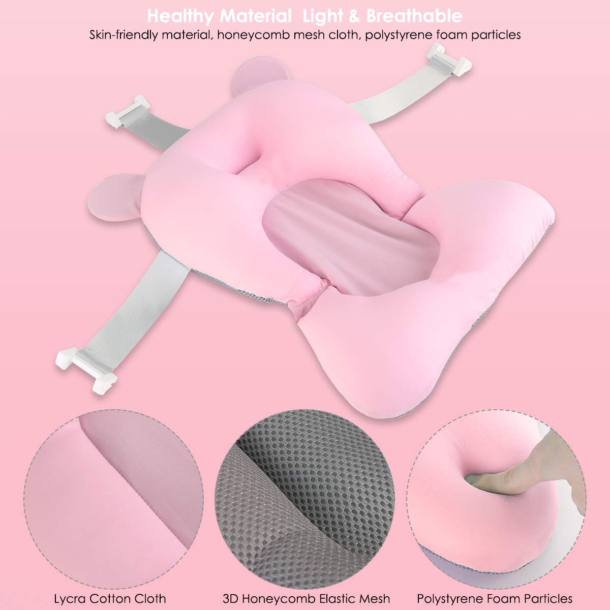 Josopa Coussin de Baignoire pour Nouveau-Né Anti-Dérapant,Siège de Baignoire pour Lit de Baigneur Flottant pour Douche de Bébé