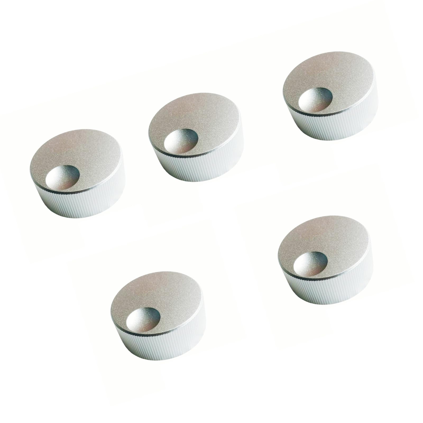Msioytog Silver Aluminum Potentiometer Knobs Set Of 5 Volumes Control Knobs For 6Mm Shaft With Comfortable Grip Easy Installation Knob