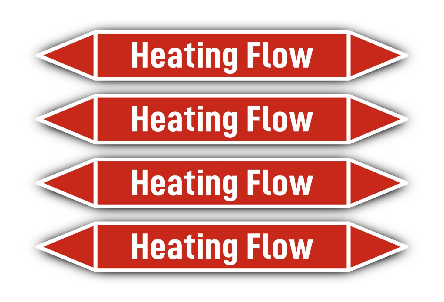 Havati Steam: Heating Flow Sticker 300 X 45 Mm Pack Of 4 – Group 2 – Steam – Pipeline Marking – According To Din 2403 – Language: English – Heating Flow