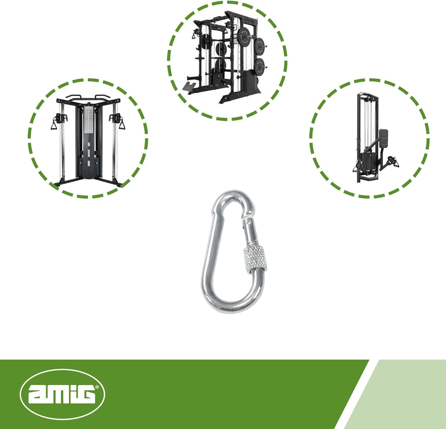 amig 30150 21832 Galvanized Steel Firefighter Carabiner Mod.30150 with Thread Closure Ropes, Chains, Straps or Tapes | Pressure Anchor for Quick Connections | Measurements: Ø6 x 60 mm