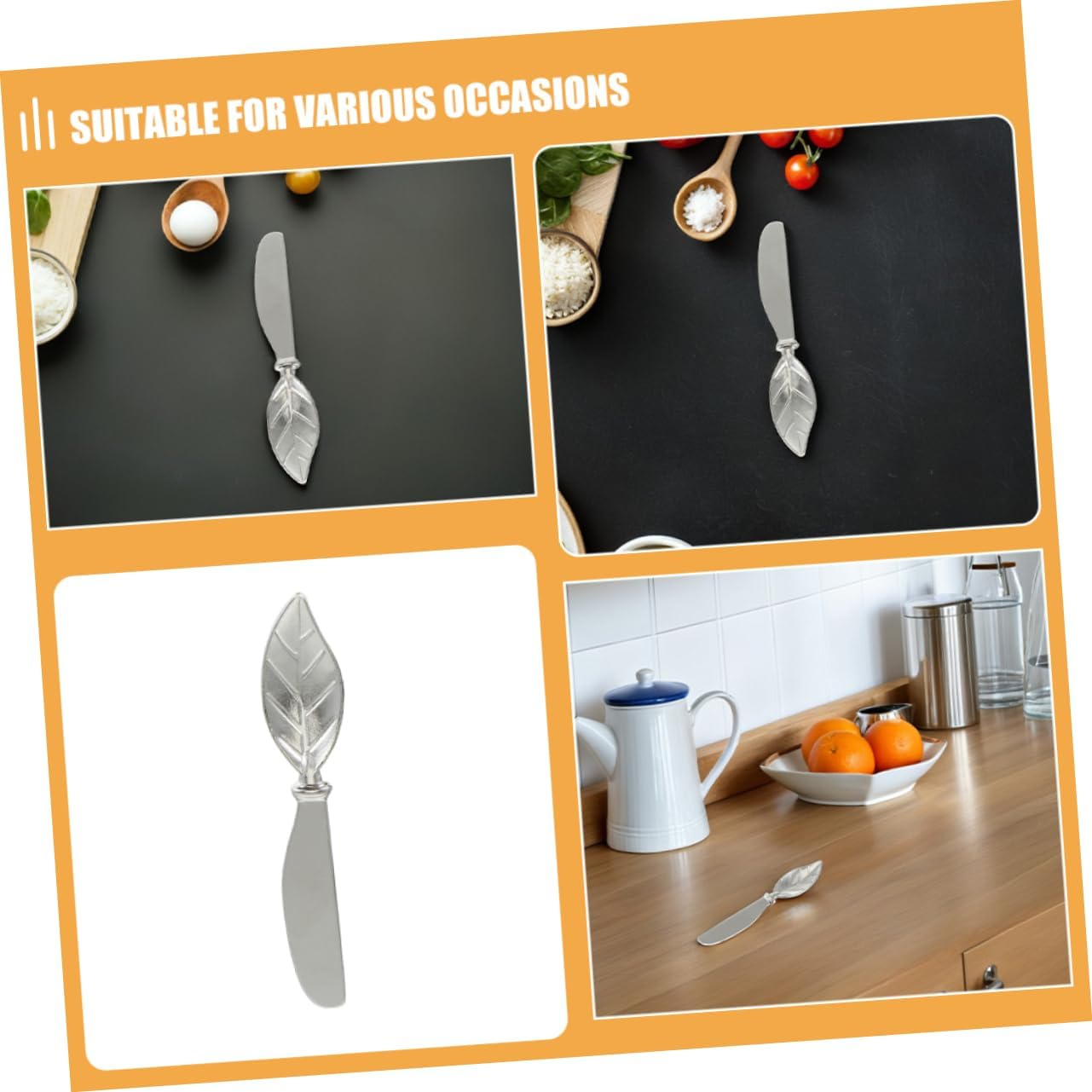PRETYZOOM 4pcs Leaf Shaped Butter Spreaders Zinc Alloy for Bread Crackers