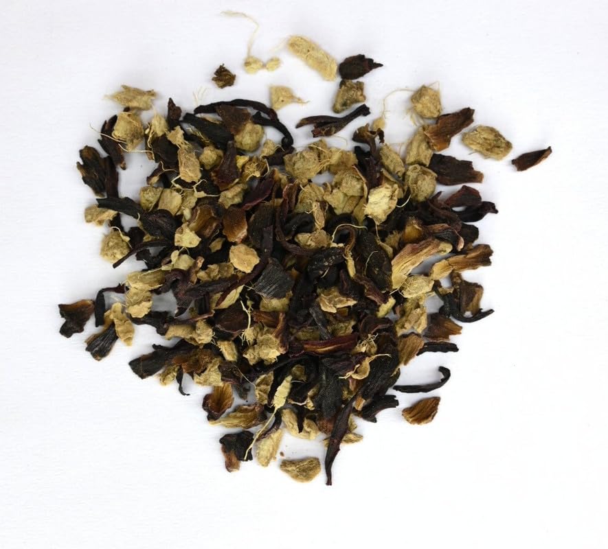 Image of Siyacha Tea Hibiscus Ginger Tea, 100g Pouch, Herbal Chai Patti, Premium Loose Leaf Spice Blend, Caffeine Free Tisane, Immunity Booster Chai, For Glowing Skin, Stress Relief, Calming Tea,
