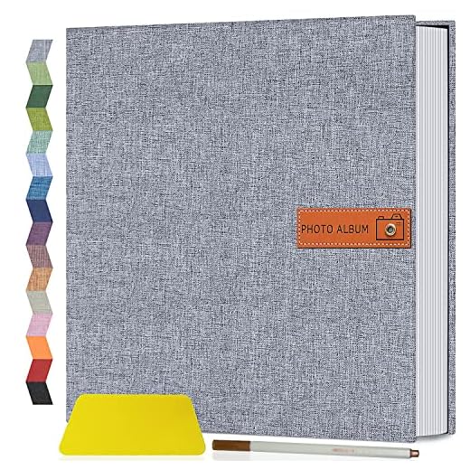 Popotop Large Photo Album Self Adhesive 4x6 5x7 8x10 Scrapbook Album DIY 40 Pages Picture Book,Gifts for Mom,Family Baby and Wedding,with Metal Pen and Plastic Board