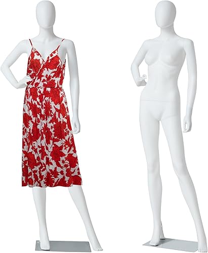Exhibición de forma de vestido de maniquí femenino, soporte de torso de maniquí de 69 pulgadas, cuerpo completo realista para costura, color blanco