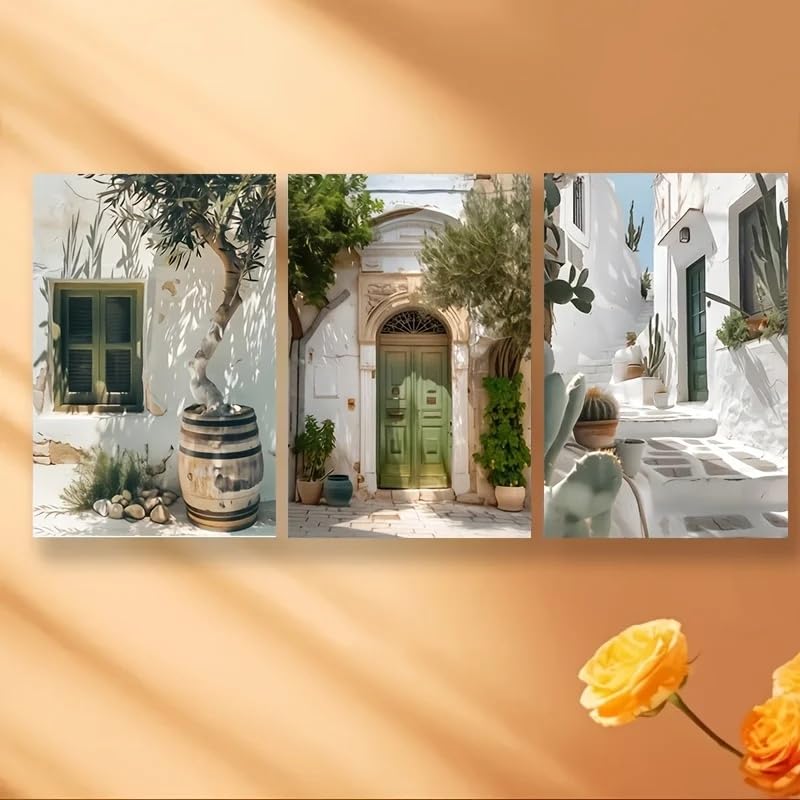 Impressions murales architecture et feuilles vertes 60x80cm de 3 pièces - 3