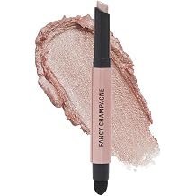 Makeup Revolution- Lustre Wand Shadow Stick- Fancy Champagne | Ultra-pigmented & Shimmery lids | Seamless glide | Buildable, Metallic Formula | Sponge to dab & blend the shades-1.6 g