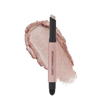 Makeup Revolution- Lustre Wand Shadow Stick- Fancy Champagne | Ultra-pigmented & Shimmery lids | Seamless glide | Buildable, Metallic Formula | Sponge to dab & blend the shades-1.6 g