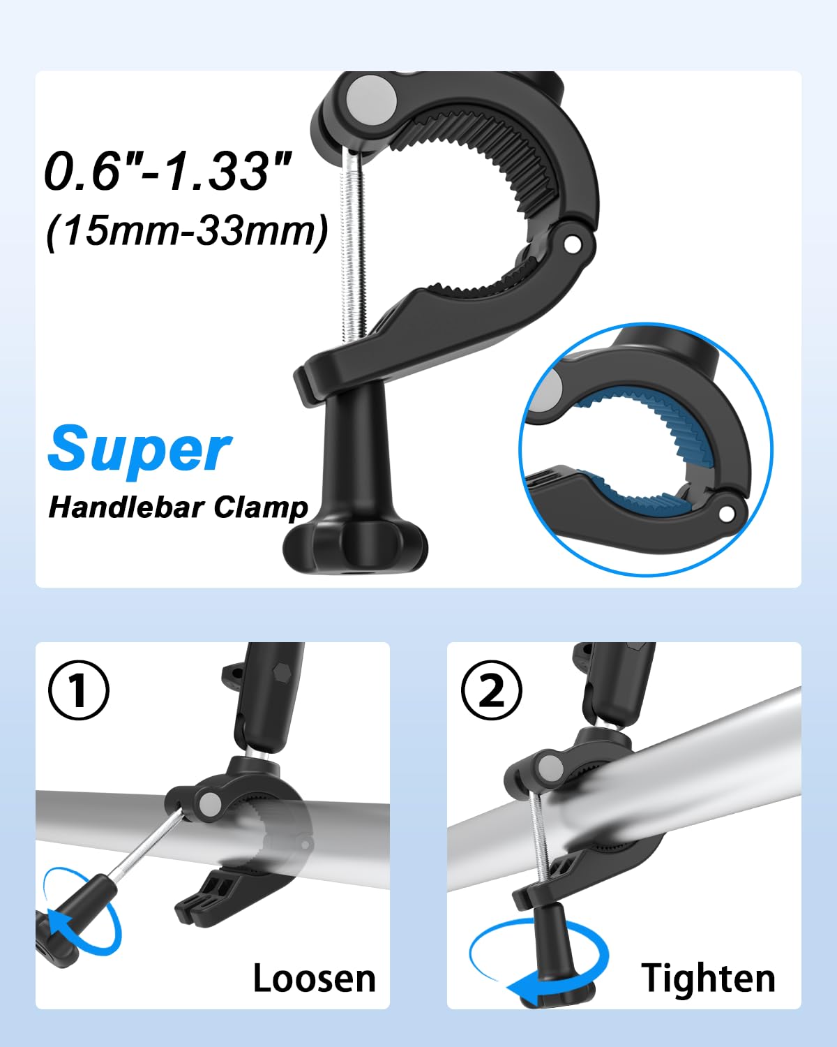 Supporto per cellulare per carrozzina [con fascia ultra stabile], per manubrio/cyclette/sedia a rotelle/barca/bici da corsa/scooter E, per iPhone 16 Pro Max/15/14/13 e tutti gli smartphone