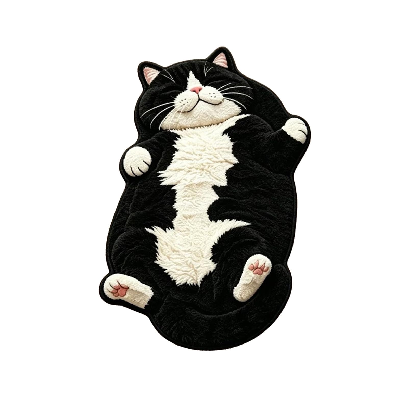 Fluffy Cat Shaped Rug - Washable Plush Faux Shaggy Floor Mat 40x60cm for Home Décor & Cat Lovers | Soft Faux Shaggy Material Non-Slip Pet Bedroom Living Room Area Rug (C)